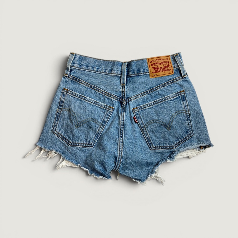 Levi's 501 Original Denim Shorts Womens 24 Light Wash Distressed Cut Off